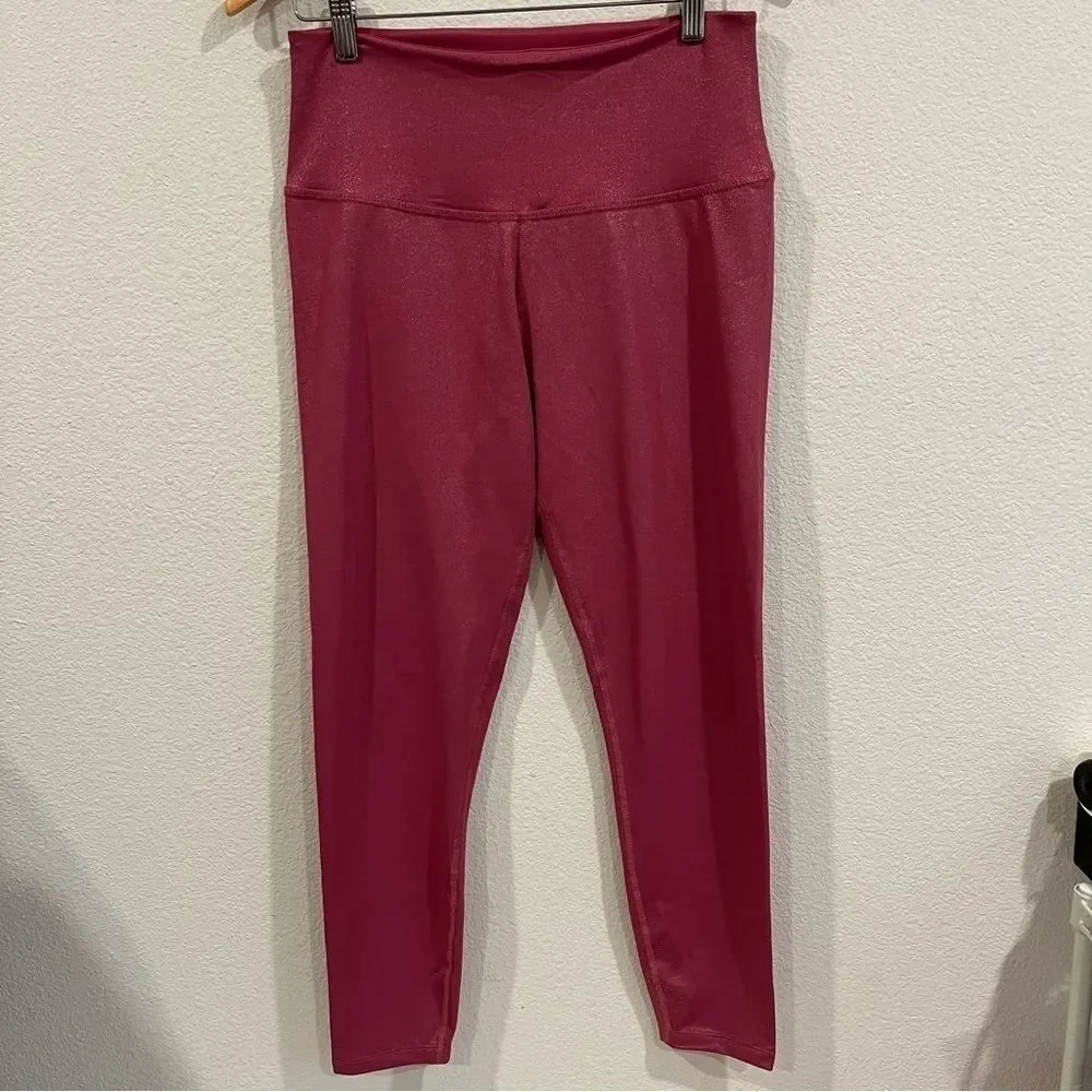 Beyond Yoga pink and gold sparkle high rise leggings size X-Large